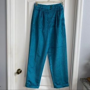 Rosner Teal Corduroy High Waisted Pants